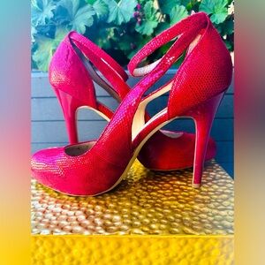 I.N.C international concepts 91/2 M sneakers, red snake print color.